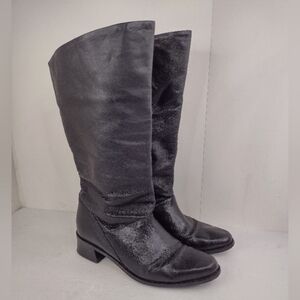 Tara women's black leather Calif high boots size (7.1/2 M)